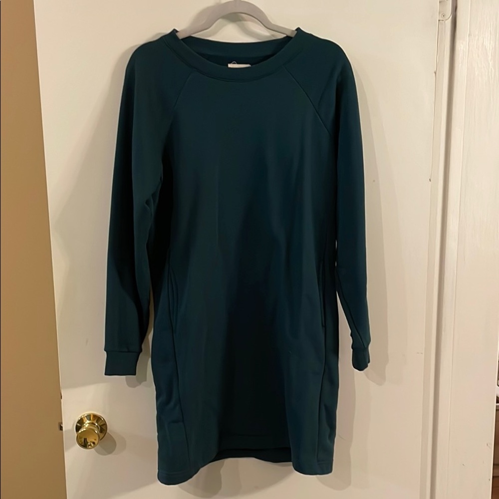 Pact Teal Green Crew Neck Sweater Dress